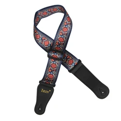 Ethnic Style Adjustable Embroidered Guitar Strap - Premium Polyester and Pure Cotton (Ethnic style Floral)