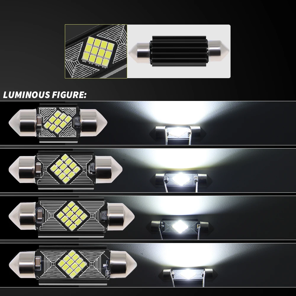 ANMINGPU 2xLED 佺 LED 2016 Ĩ, 12SMD ȣ , ĵ , ڵ ׸   , C5W, C10W, 31mm, 36mm, 39mm, 41mm