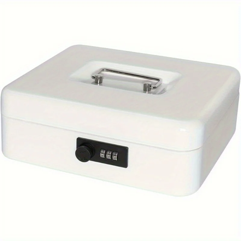 Cash Box Secure Steel Money Box with Combination Lock - Durable Portable Money Box with Removable Coin Tray Money Bank 5