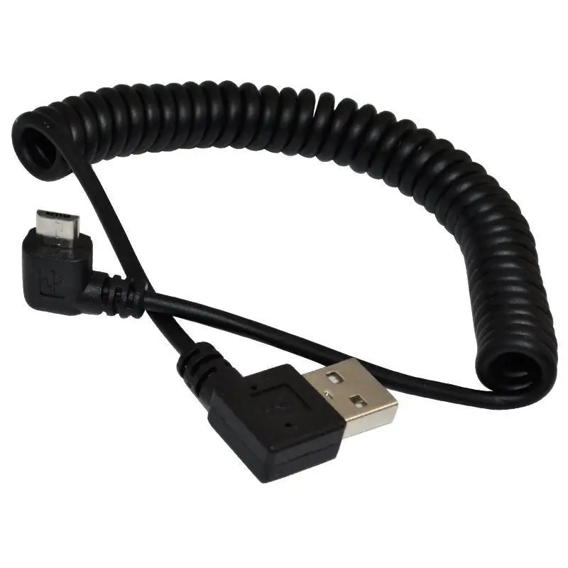 

1M 3M 90 Degree Angle Elbow Micro USB Spring Spiral Coiled Retractable Data Charger Charging Cable for Samsung Andriod Phones