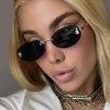 Diamond Rimless Sunglasses Women Luxury Brand Metal Frame Black Small Oval Sun Glasses Unsiex Elegant Shades UV400