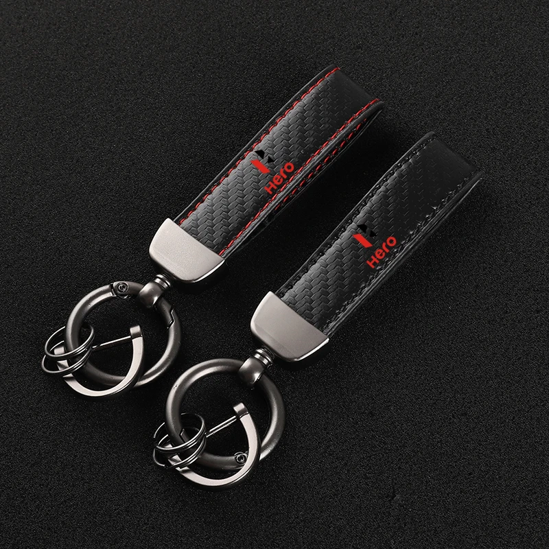 Leather car keychain Horseshoe Buckle Jewelry for Hero MotoCorp Hero   with logo car accessories for kia sportage ceed rio picanto car accessories high grade leather car keychain 360 degree rotating horseshoe key rings