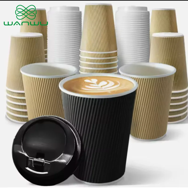 25-PCS-Disposable-thickened-corrugated-paper-cups-wholesale-12-16oz ...