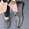 Genuine Leather Metal Buckle Loafers Men's Flat Driving Shoes Simple Business Leather Shoes Comfortable Soft Soled Walking Shoes 3
