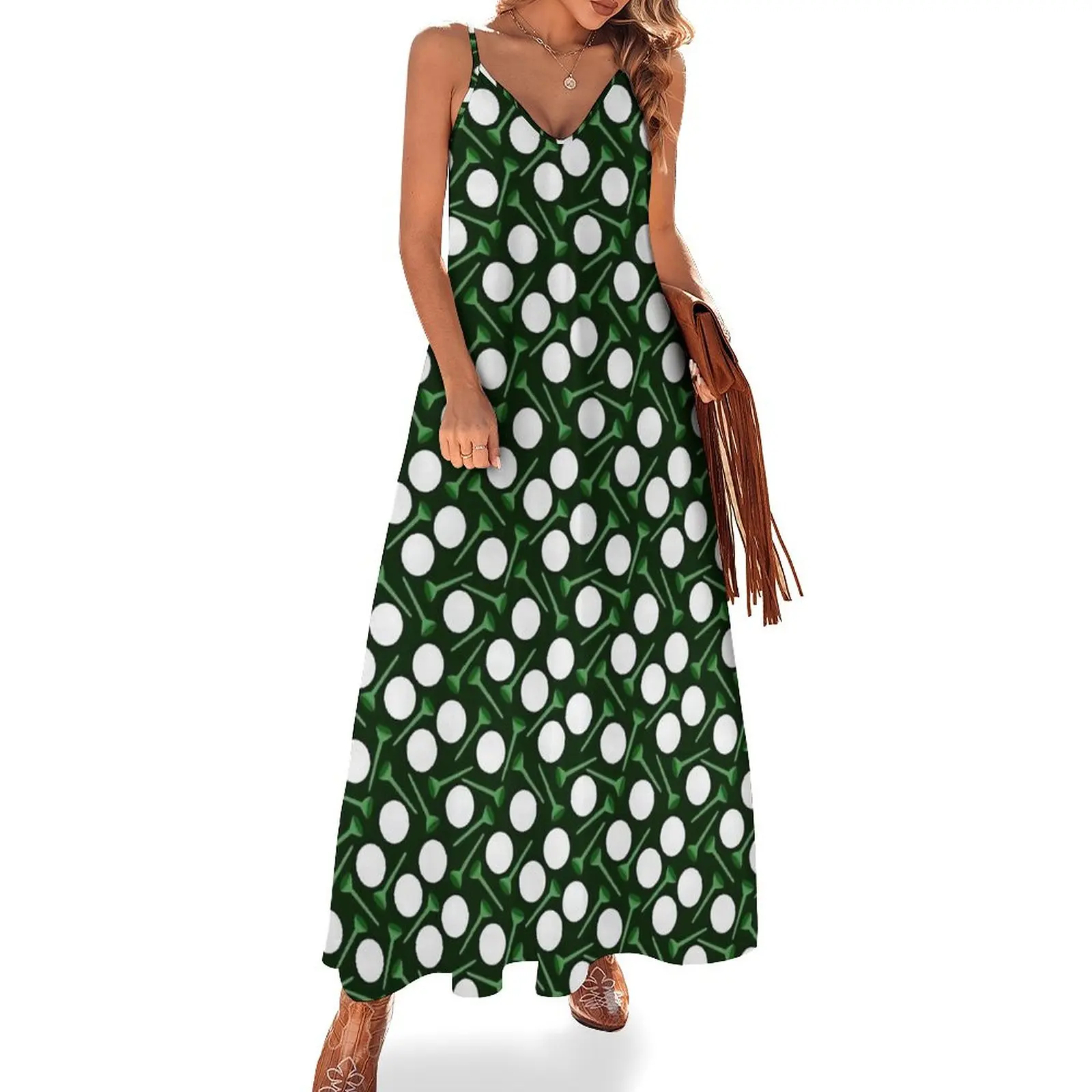 

New Golf balls and tees in green Sleeveless Dress dress summer 2023 women clothes for woman Summer women's clothing