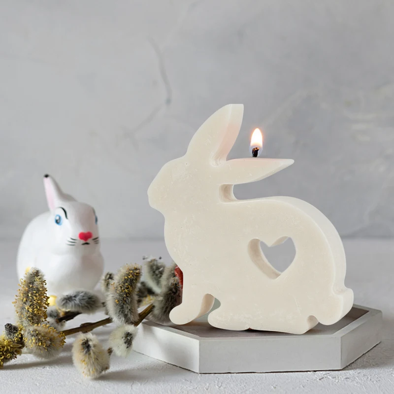 

Cute Rabbit Candle Silicone Mold For Home Easter Decorations Bunny Gypsum Car Mounted Incense Handmade Soap Mold DIY Crafts