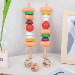 Wooden Toy Wood Block Beads Montessori Early Develop Colorful Shape Color Match Skewer Game Play House Toys Montessori Toys