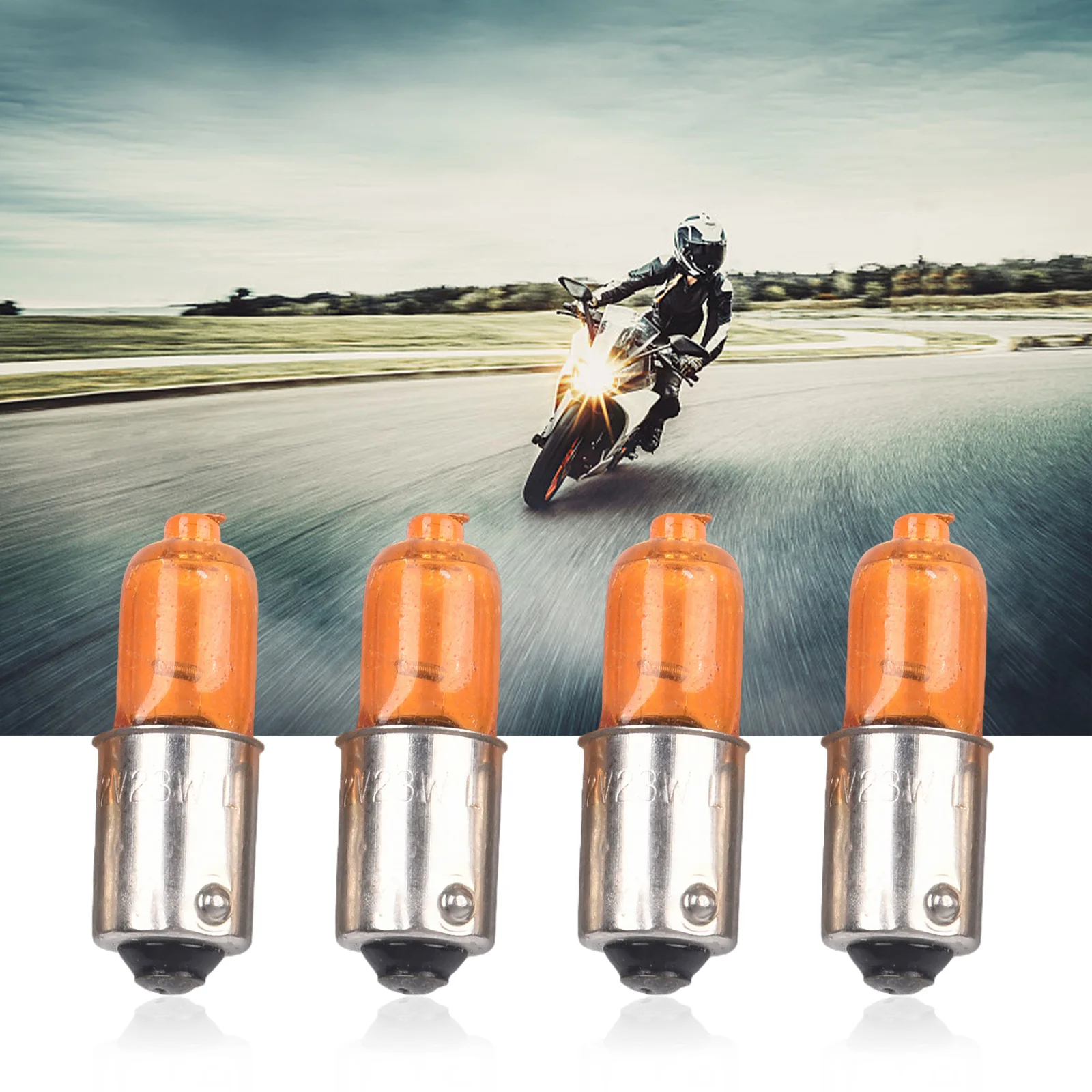 

Brand New Motorcycle Indicator Bulbs 4pcs Amber BA9S Base For Auto Car Halogen Light Mini Miniature Replacement