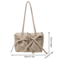 2025 Korean Style Bow Nylon Shoulder Bag – Foldable Large Capacity Women’s Commuter Tote, Fashionable Sweet Design Handbag - Image 6