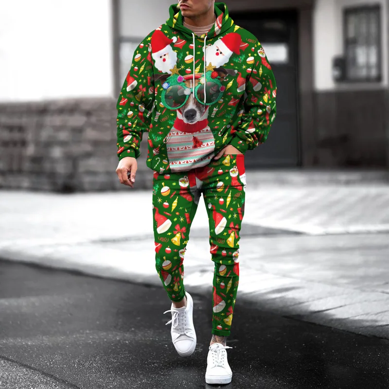 Merry Christmas 3D Printed Hoodie/Suit Fashion Sweatshirt+Pants Tracksuit Set Men Women Funny New Year Party Streetwear Clothing
