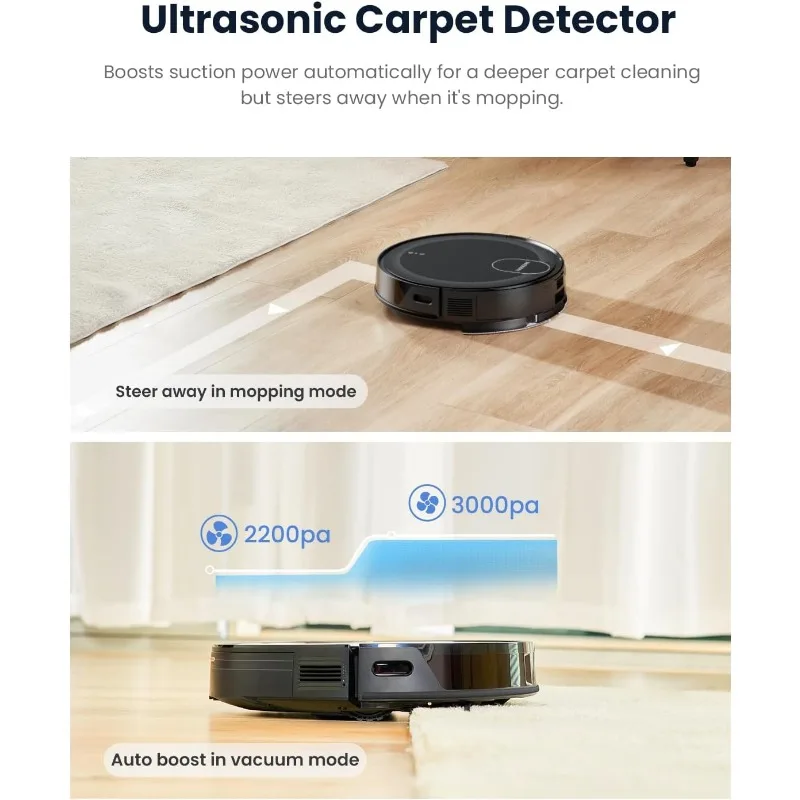 Proscenic X1 Robot Vacuum and Mop with Self Emptying for 45 Days, Ultrasonic Wiping System, 3000 Pa Suction, LED Screen