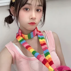 Colorful Y2K Scarf JK Knitted Women Punk Korean Striped Harajuka Winter Gothic Original Design Warm Scarf Shawl Accessories