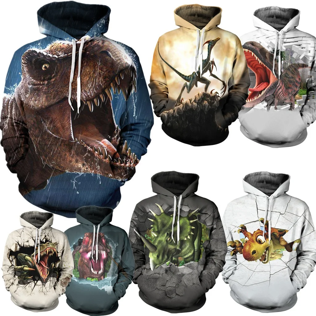 

Men Women Fashion Oversized Pullover Hoodie Jurassic Park 3D Print Cool Dinosaur Hoodie Sweatshirts
