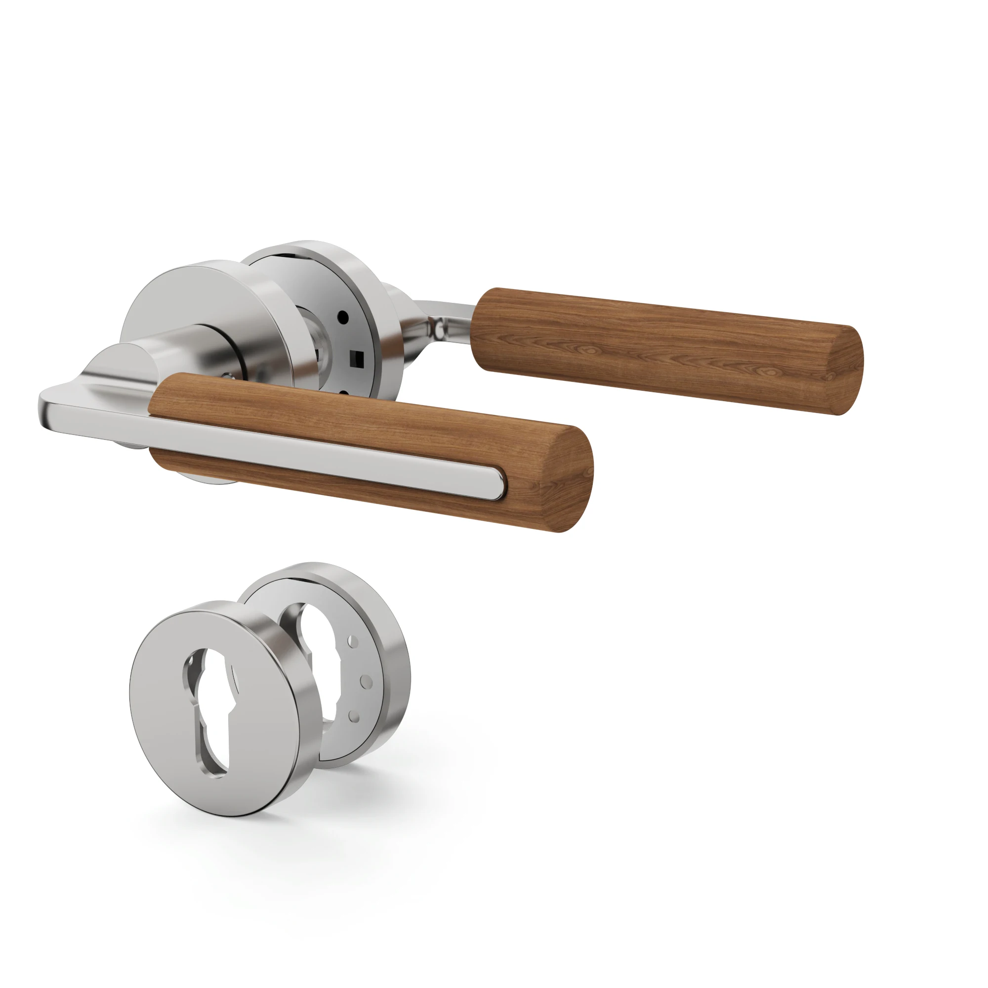 Viladepot Privacy Door Handle White Oak Handle Lever Matt Nickel Bedroom Bathroom Passage Door Lock Without Lock Cylinder