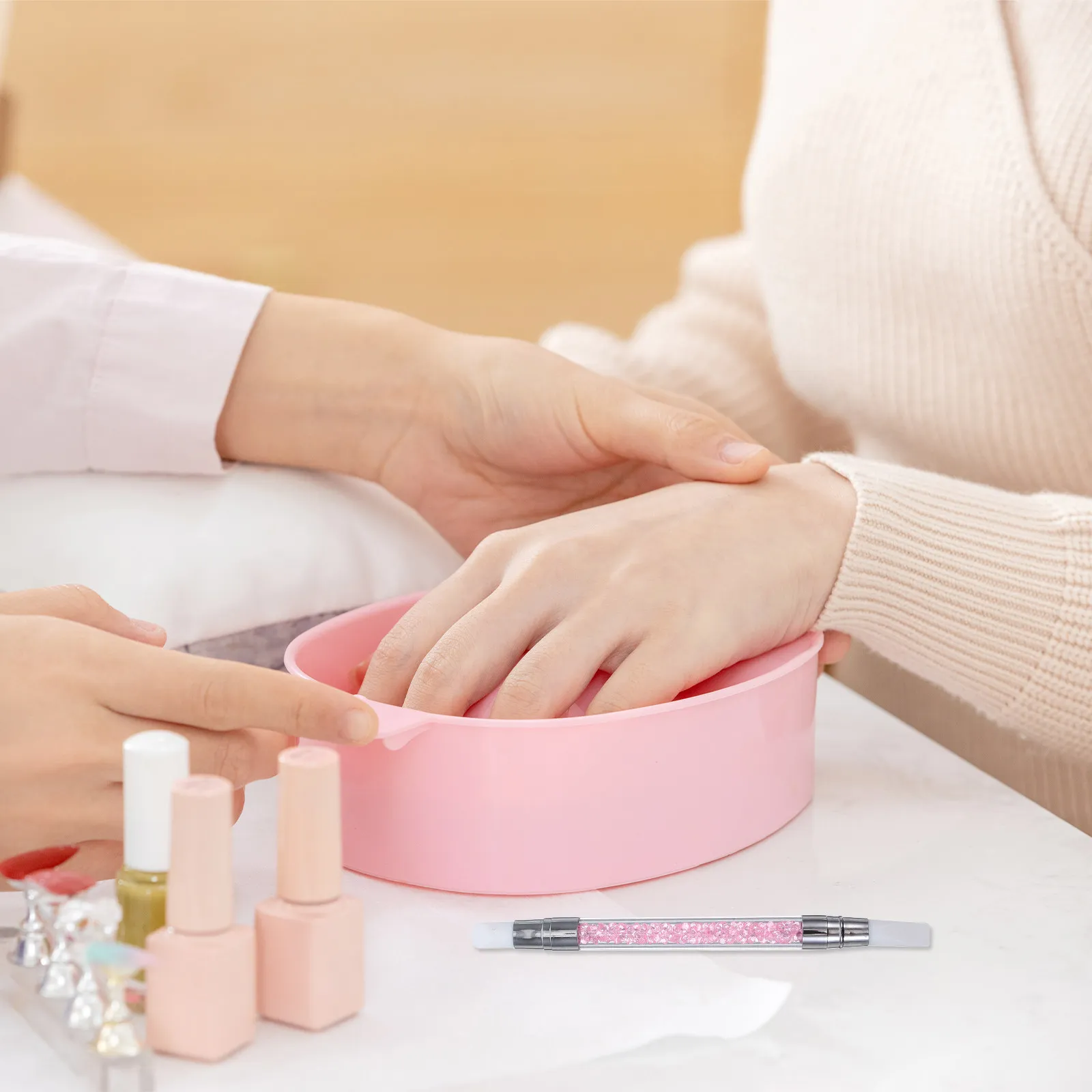 10Pcs 네일 아트 도구 펜 실리콘 팁 디자인 조각 펜 거울 파우더 적용 전문 아크릴 네일 조각