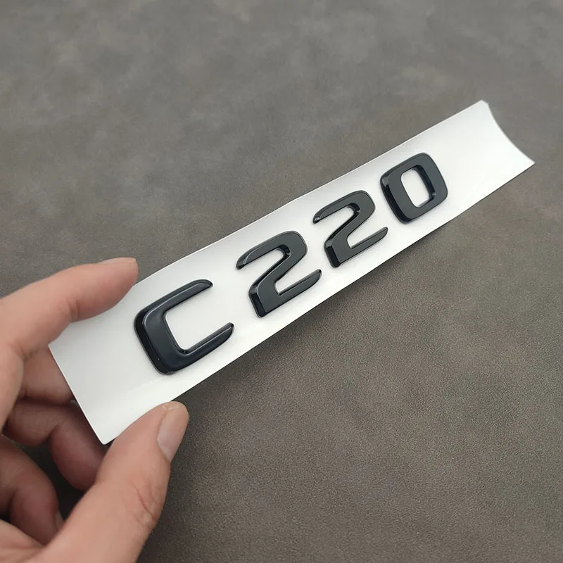 3d ABS Chrome Black Logo C220 Emblem Letters Car Trunk Badge For W204 W205 C 220 C220 Sticker Accessories