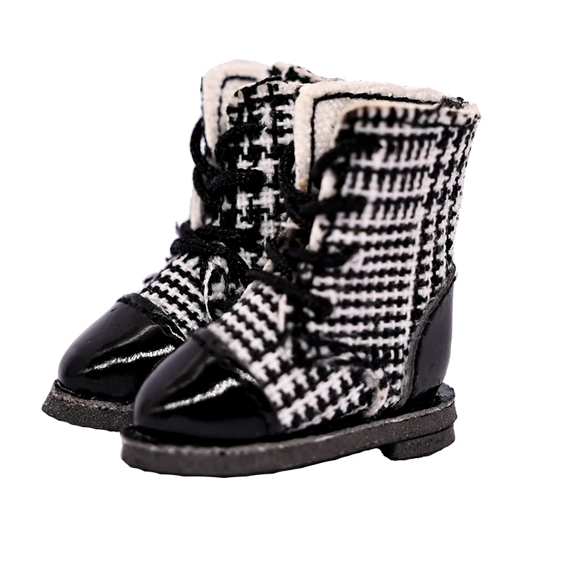 Ob11 Doll Grid Pattern Pointy Toe Shoes Dolls Shoes With Shoelace Accessories For Penny, Obitsu11, Gsc Body, Ymy, 1/12Bjd Doll 5