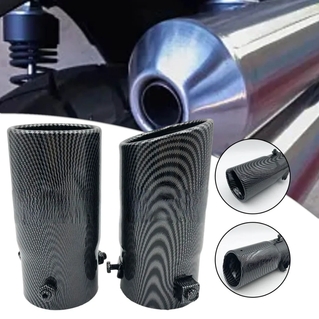 

1pc Automotive Modification Universal 70MM Exhaust Pipe Resistant Water Dirt Grease Salt Stainless Steel + Carbon Fiber Exhaust