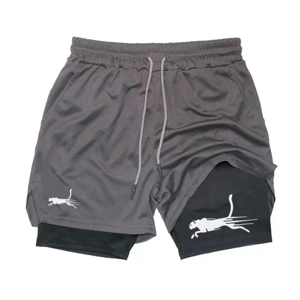 Men's Fitness Two-in-one Shorts Double-layer Beach Pants Trendy Printed Sports Shorts Outdoor Training Running M-3XL mens sports shorts