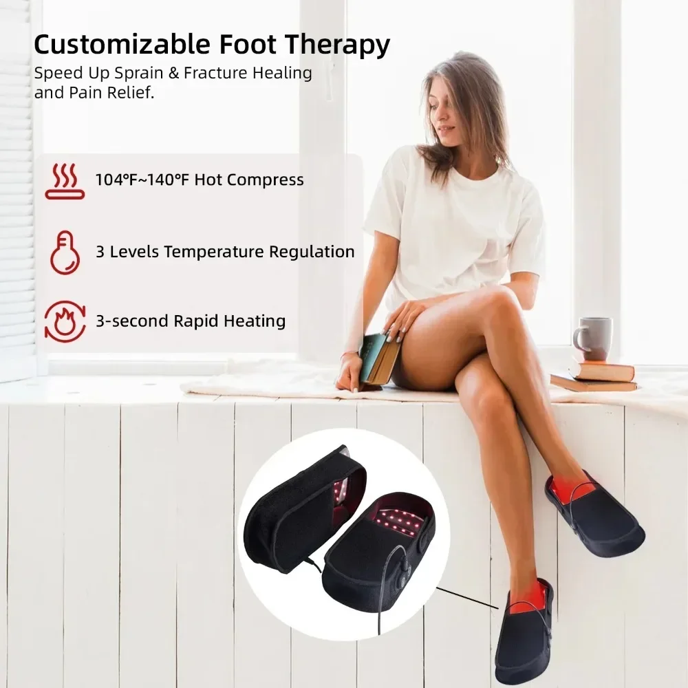 Rechargeable Ankle Massager Vibration Infrared Treatment Ankle Brace Air Compression Foot Massager For Joint Sprain Pain Relief