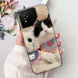 Luxury Cute Cat Silicone Shockproof Bumper Back Cover - Stylish Painted Design for ROG Phone 9 (854)