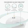 Contemporary Glass Coffee Table for Living Room, Oval Glass Table Set, Tempered Glass Top & Glossy Solid Base for Stora 4