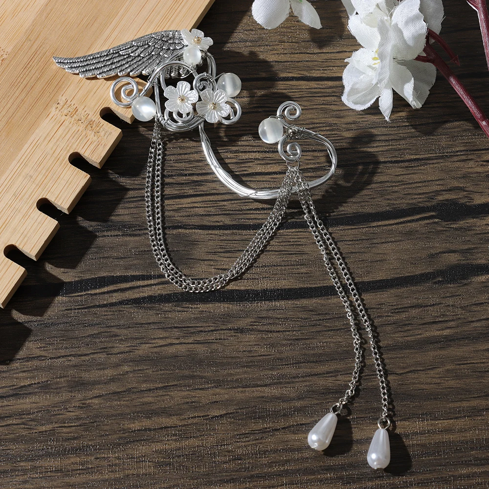 Long Fringe Drop Elf Earring Earring No Piercing Silver Color Elf Ear Clip Goth Halloween Women Daily Party Jewelry