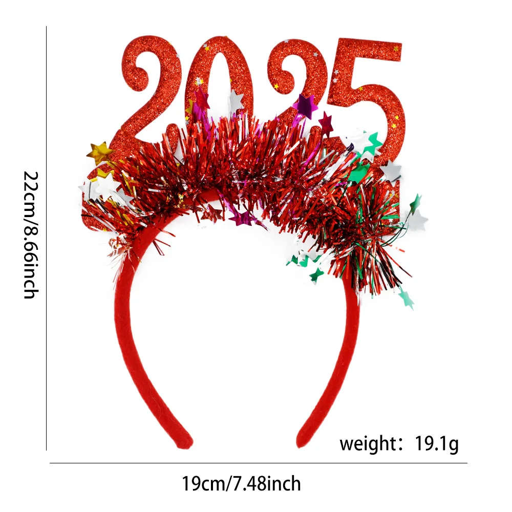 2pcs Christmas and New Year Headband Bar Party Carnival Glitter Colored Headpiece Numbers Christmas Hair Accessories