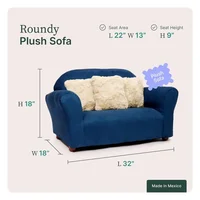 Plush children's sofa with decorative pillows, navy blue set of 4 in pine 2
