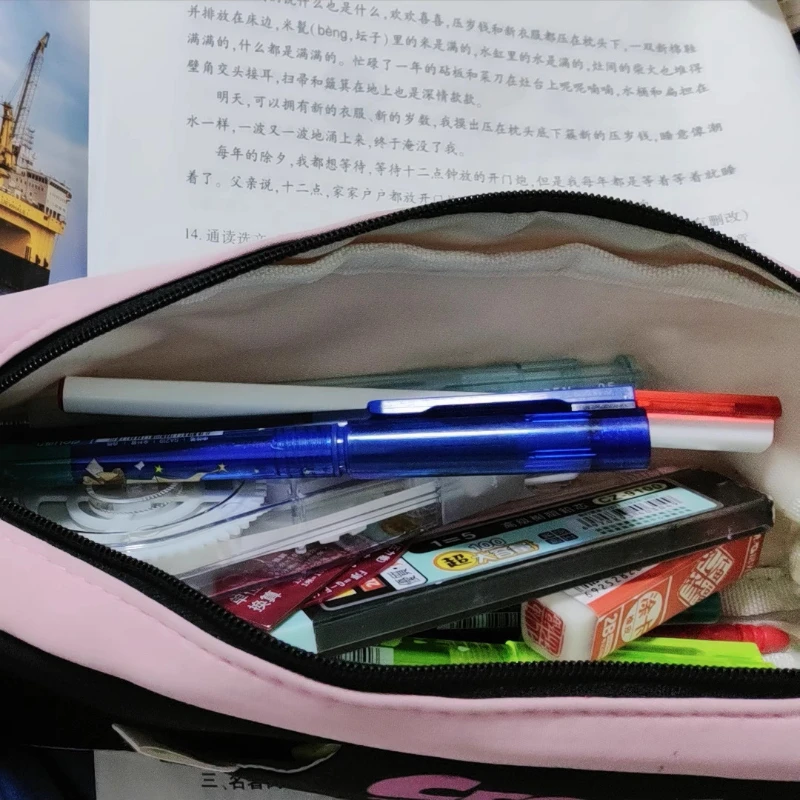 Aesthetic Pencil Case Letter Print Ins Style Makeup Bag for Girls Large Capacity School Stationery Organizer Bag