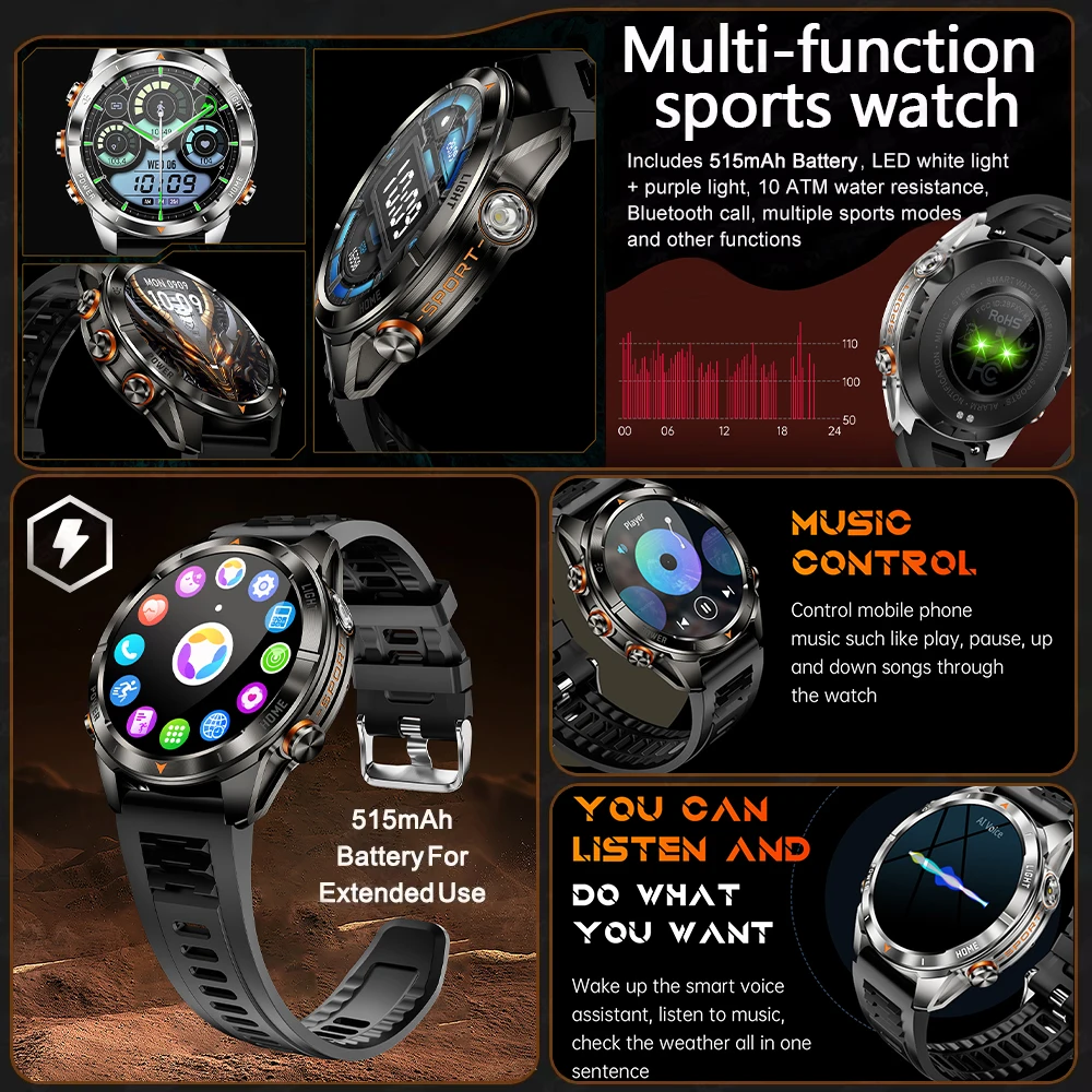 LIGE Smart Watch Men 360*360 Full Touch Screen Heart Rate Bluetooth Call Watches 3ATM Waterproof Man Smartwatch For Android iOS