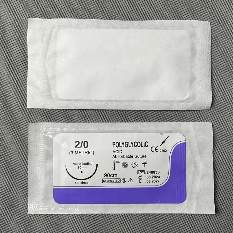 12 Pcs Absorbable Suture Thread Special For Pet 90cm PGA Sutures With Needle Polyglycolic Acid Sterile Pet Use