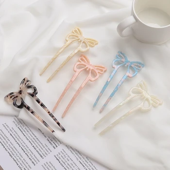 Forcina francese vintage Forchette per capelli a forma di U Bastoncini per capelli in acetato Forcine per chignon per capelli più spessi da donna