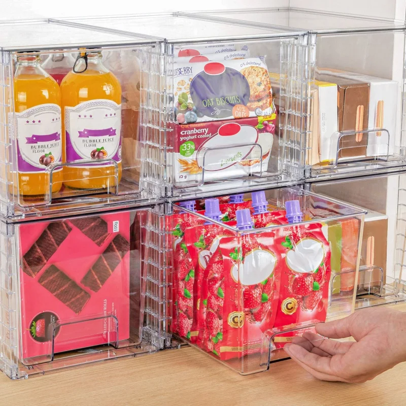 Cross-Border New Arrival Storage Box Detachable Assembled Snack Desktop Finishing Cosmetics Storage Transparent Plastic Box 4