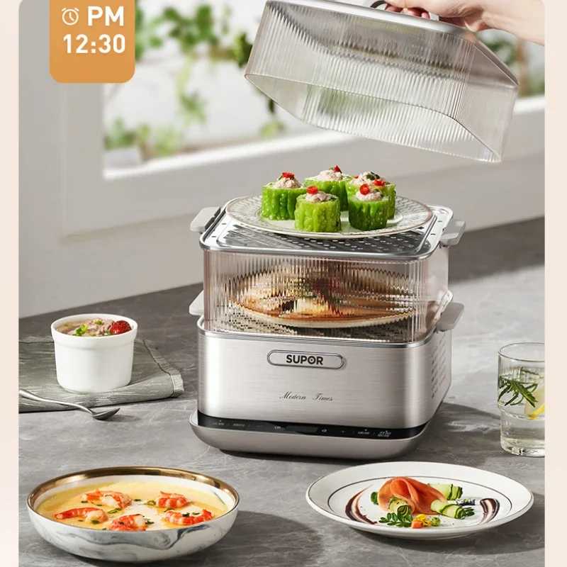 Electric Steam Pot Three-Layer Multi-Functional Cooking Integrated Large Capacity Breakfast Machine Smart Reservation Steam Box household steamer