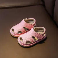 2024 New Summer Baby Shoes Genuine Leather Closed Toe First Walker Soft Sole Cut-outs Fashion Baby Girls Boys Sandals 6