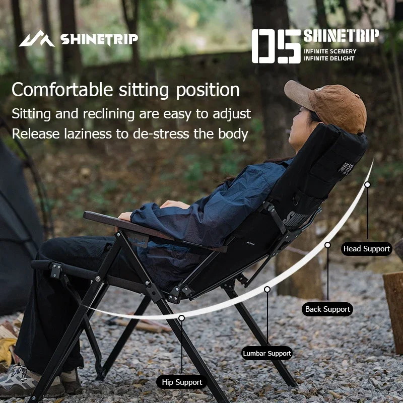 Breathable Folding Chair ShineTrip Outdoor Camping Folding Chair Portable Camping Adjustable Folding Chair Office Lunch Nap Fishing travel Picnic