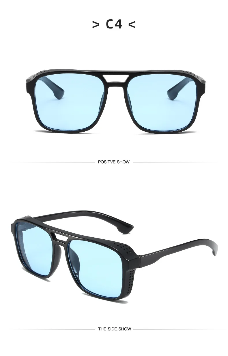 Neue Vintage-Sonnenbrille für Damen und Herren, Quadratischer PC-Rahmen, Marken-Designer Retro-Shades, Modische Sonnenbrille ﻿ für Männer – Detail 15