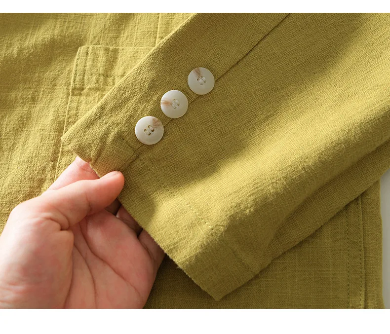 한국 남성 캐주얼 블레이저, 통기성 라미 코튼, 단색, 루즈, 싱글 레이어 정장 재킷, 포켓 패션, 청소년, 신제품