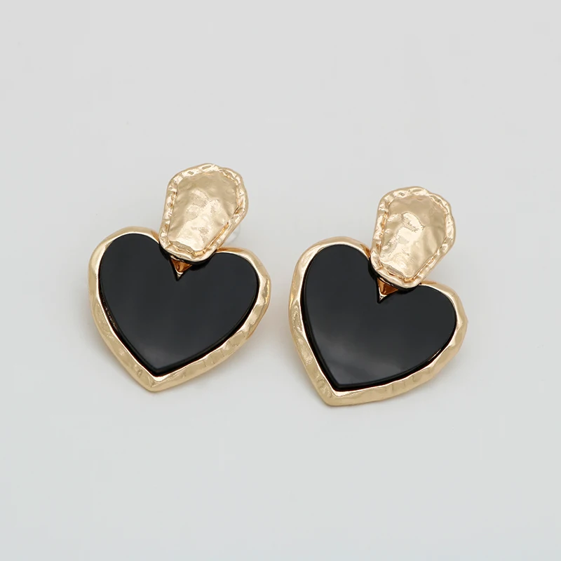 Atentuyi Orecchini A Cuore Punk Orecchini A Cuore D'oro Con Texture Orecchini A Cuore Grande Orecchini A Cuore Martellato Orecchini A Perno In Metallo Fiore Orecchini Per Donne E Ragazze