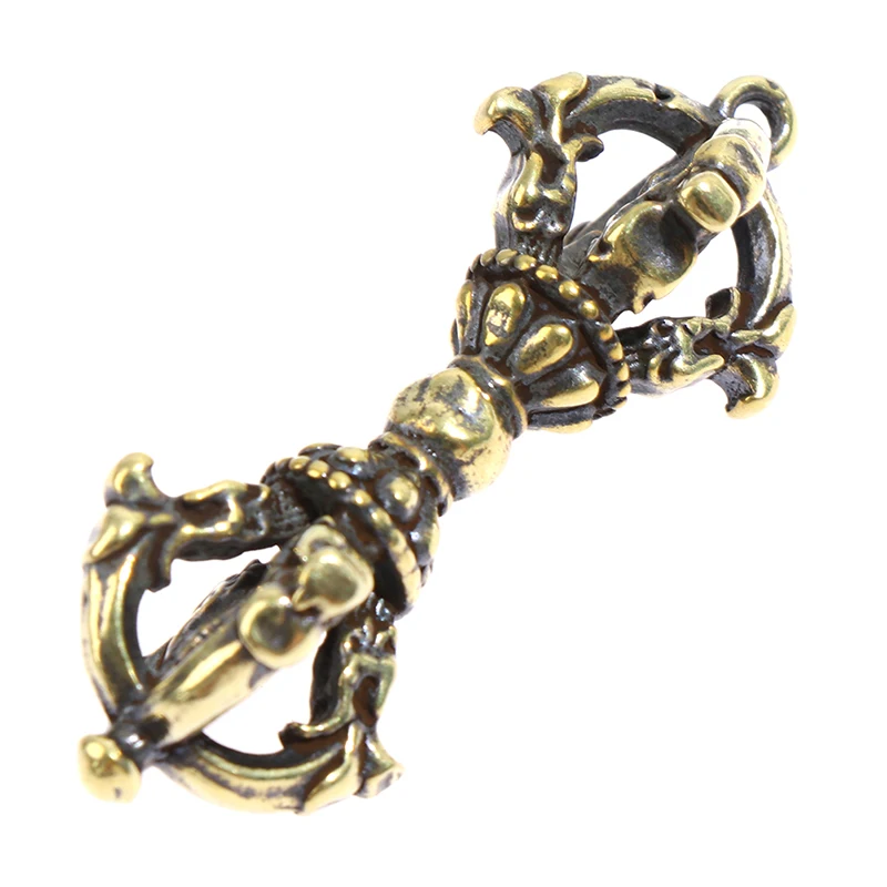 1pc Vintage Brass Tibetan Handcraft Buddhist Copper Five Shares Dorje Vajra Pestle Key Ornaments Home Desk Decoration