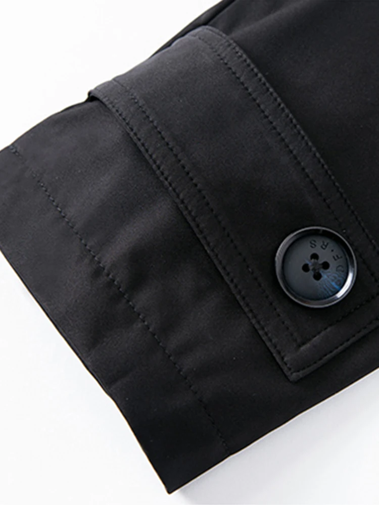 Mauroicardi Autumn Extra Long Fitted Black Trench Coats Men Double Breasted Luxury European Fashion Stylish Overcoat Men
