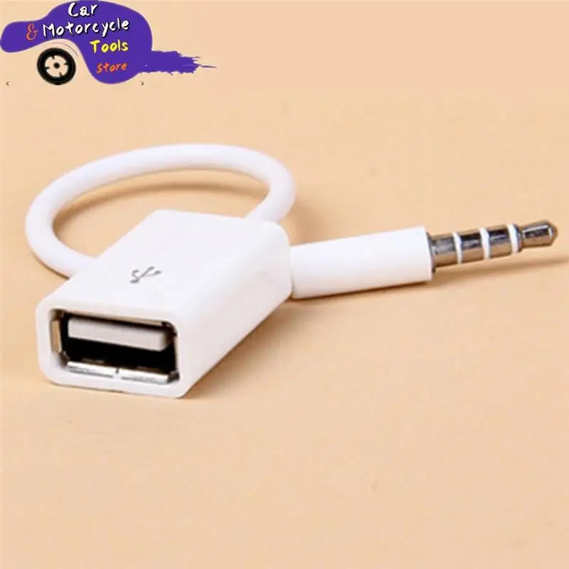 New Car MP3 3.5mm Male AUX Audio Plug Jack to USB 2.0 Female Converter Cable Cord 14.5cm SHIDWJ