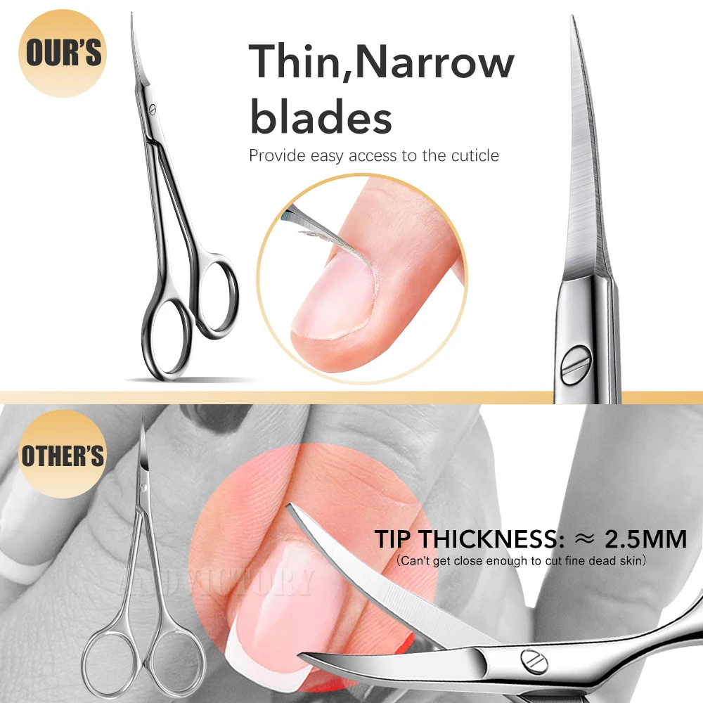 Stainless Steel Cuticle Scissors Dead Skin Remover For Nails Art Clippers Russian Manicure Curved Tip Scissor
