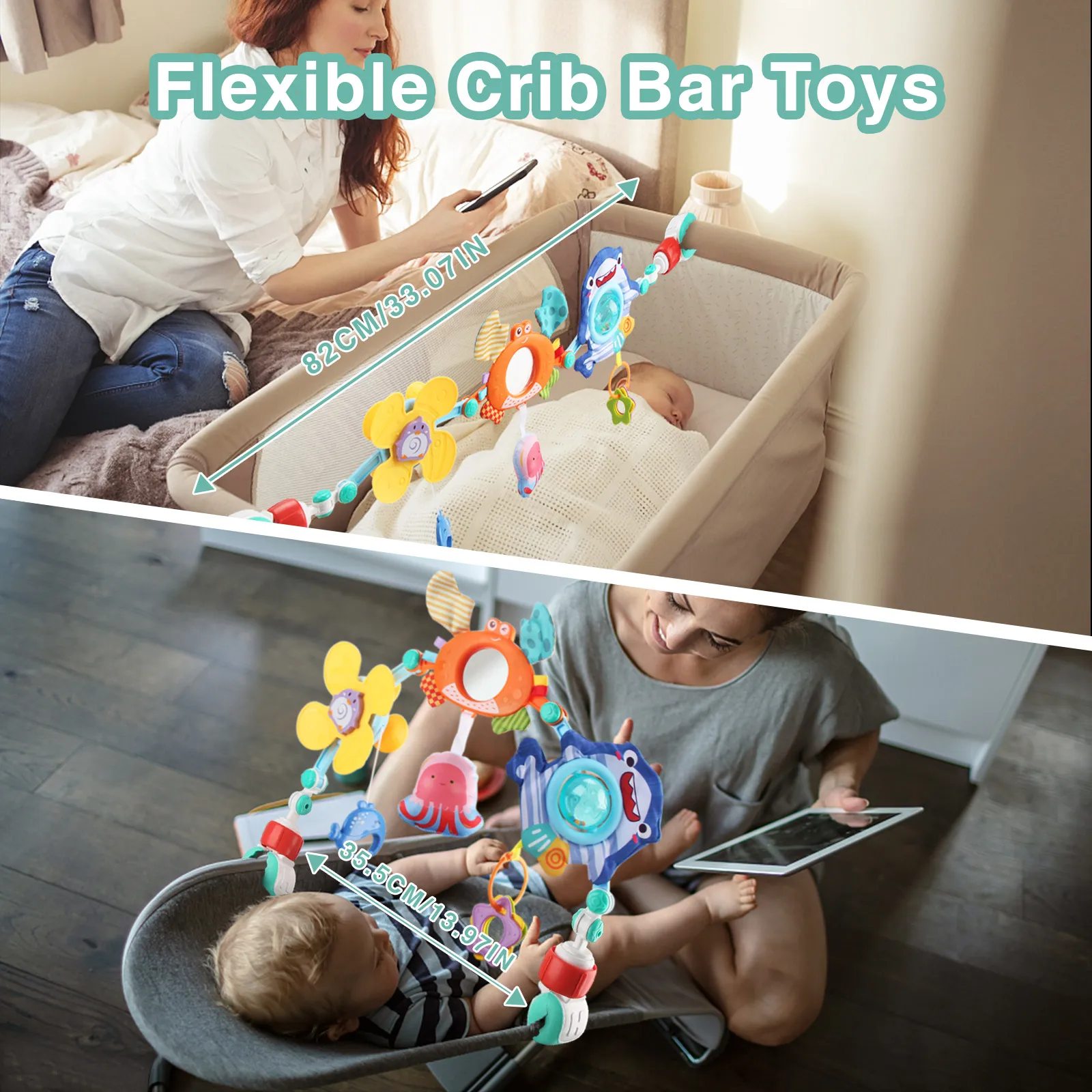 Baby Stroller Arch Toys Bouncer Toy Pram Activity Arch Toys Fine Motor Skills Toys Sensory Development Arch Baby Car Seat Toys 5