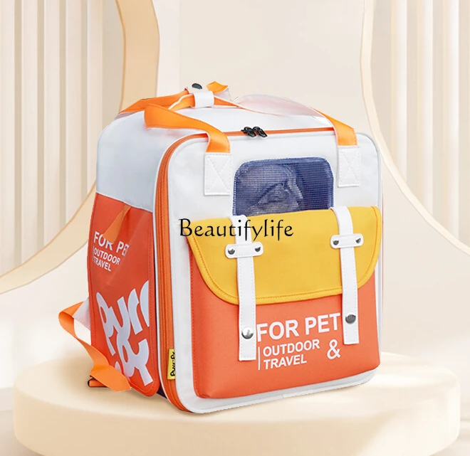 

Pet Bag Cabin Cat Large Capacity Dog Canvas Schoolbag Carrying Cat Bag Portable Backpack for Cats