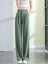 

New Women Casual Straight Long Pants High Waist Female Office Lady Casual Suit 155cm-175cm