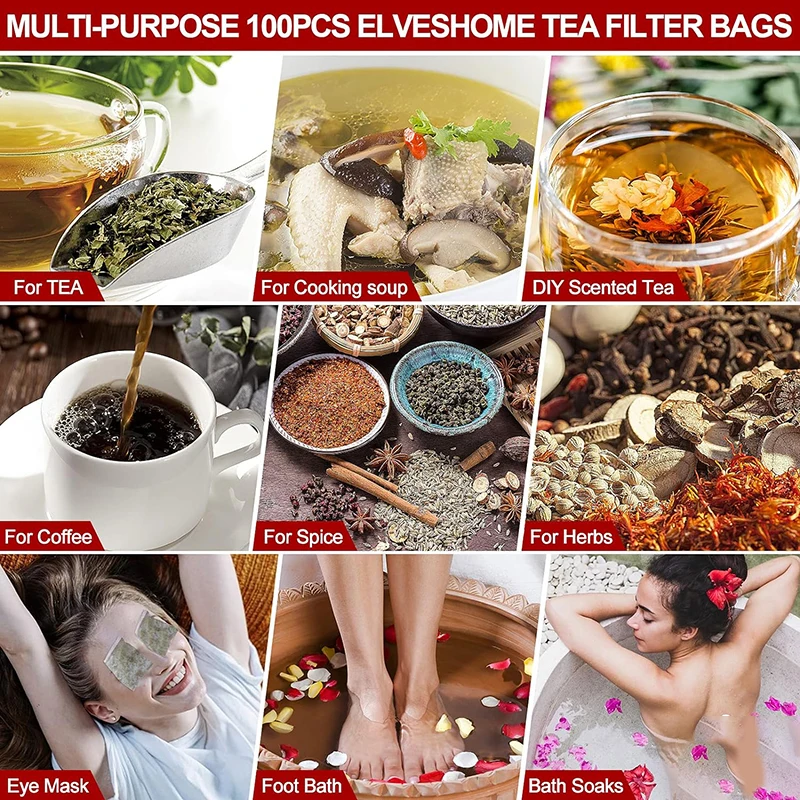 20/50/100pcs Disposable Teabags Non-woven Fabric Tea Filter Bags for Spice Tea With Draw String Filter Paper for Herb Loose