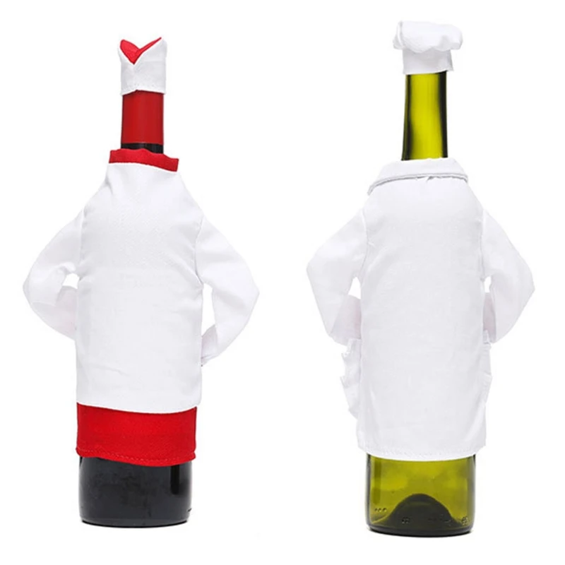 Christmas Wine Bottle Cover Bag Decorative Funny Mini Chef Clothes Hat Champagne Bottle Sleeve Wrap Party Gifts wine bottle cover burlap wine bags