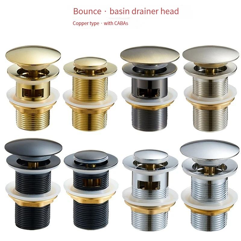 

Pop Up Drain Button Bathroom Sink Plug Drainer Siphon Waste Stopper Wash Basin Faucet Accessory Washbasin Pipe Black Gold Rose